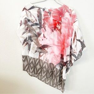 Chico's Asymmetrical Sheer Summer Blouse‎ size Small